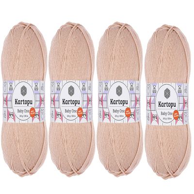 Kartopu Baby One,Baby Knitting Yarn,(4Pack),Anti-Pilling (Low-Pilling)Featured,Each Skein/Ball 100 g (3.5 oz) (Skin Color 1873)