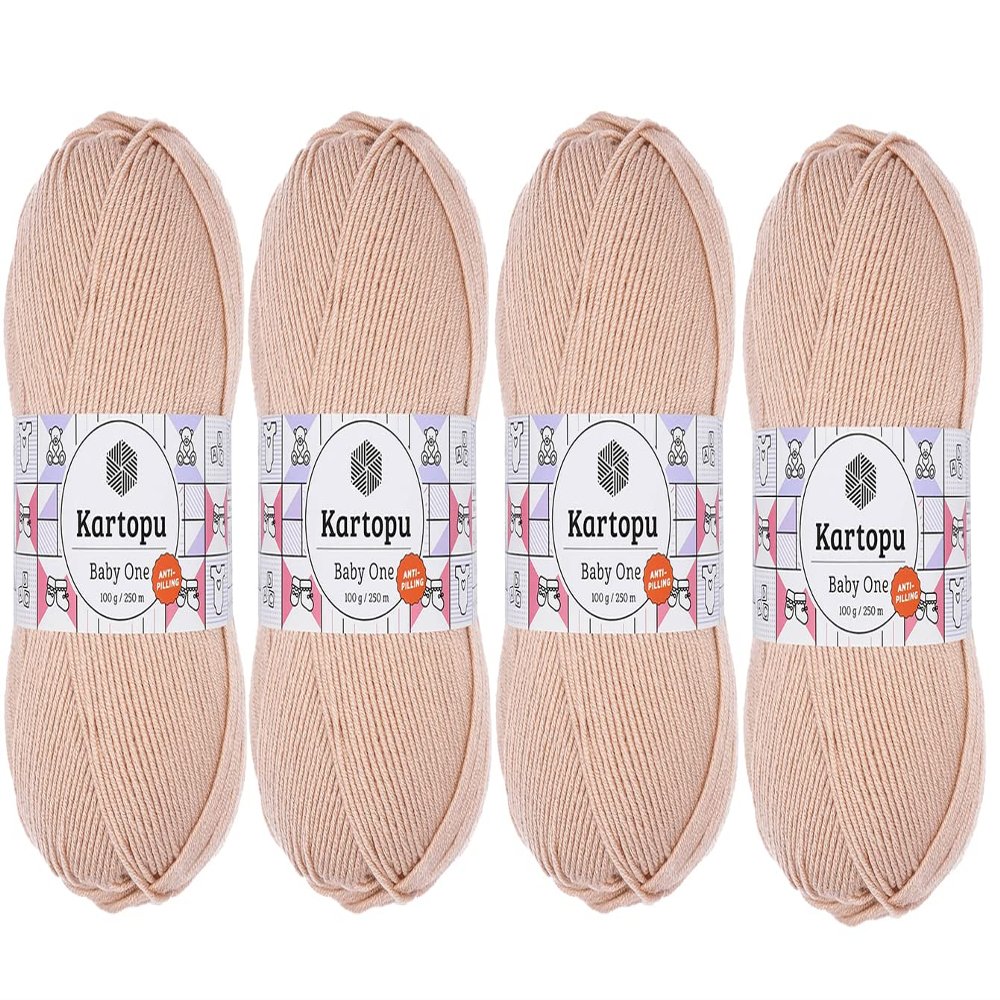 Kartopu Baby One,Baby Knitting Yarn,(4Pack),Anti-Pilling (Low-Pilling)Featured,Each Skein/Ball 100 g (3.5 oz) (Skin Color 1873)