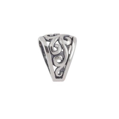egemmall 1PC Sterling Silver Filigree Slider Pendant Clasp Bail Connector For DIY Jewelry Pendant, Oxidized Silver