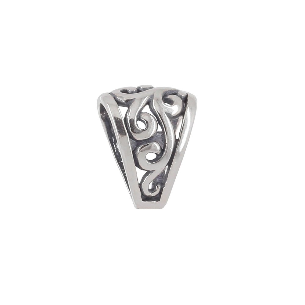 egemmall 1PC Sterling Silver Filigree Slider Pendant Clasp Bail Connector For DIY Jewelry Pendant, Oxidized Silver