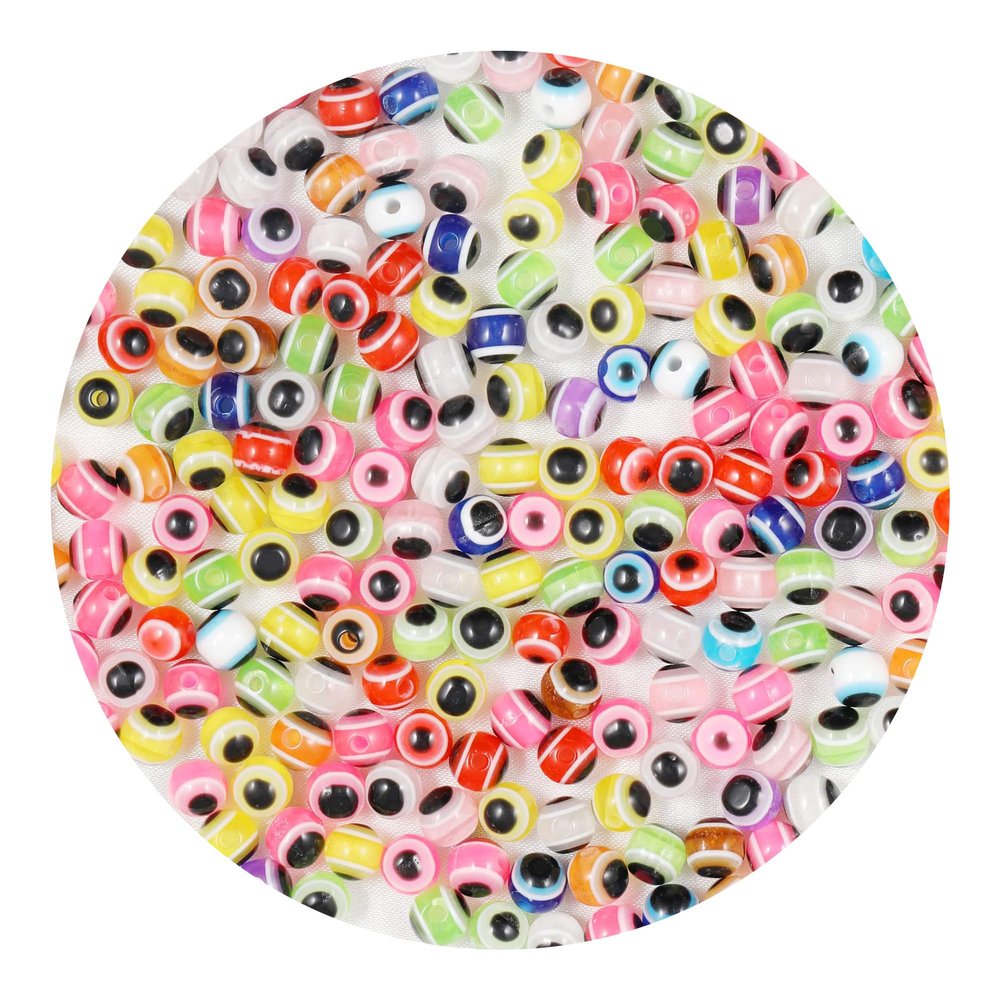 Evil Eye Beads for Bracelets Making Pack Bulk, 8MM Colorful Cute Round Circle Evil Eye Beads Mal De Ojo Turco para Bisuteria Charms for Jewelry Making Aesthetic Supplies Cuentas para Pulseras 200Pcs