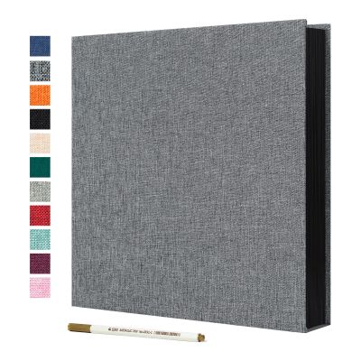 Spbapr Large Photo Album Self Adhesive Linen Cover Magnetic Scrapbook Album DIY Scrap Book 60 Black Sticky Pages for 3x5 4x6 5x7 8x10 Pictures with A Metal Pen