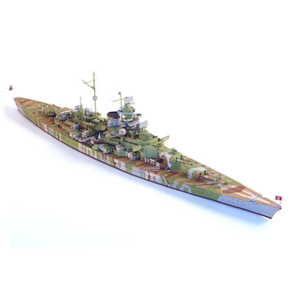 Lllunimon 1/400 Germany Tirpitz Battleship Model Building Kit, DIY Assembly Paper Boat Ship Military Fans Collection Gifts