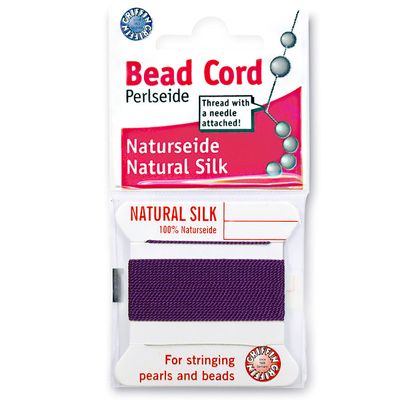 Griffin Silk Bead Cord Perlseide Amethyst Color Size 0 (0.30mm) 2 Meters per Card Stainless Steel Needle Attached for Knotting Pearls, Gemstones, Crystals and Beads
