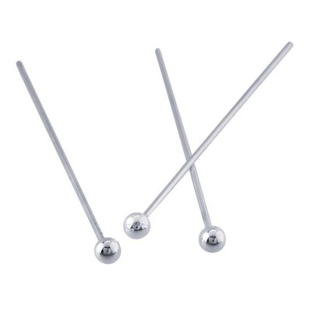 50pcs Adabele Authentic Sterling Silver Ball Headpin Head Pins 40mm (1.57 inch) Hypoallergenic for DIY Craft Jewelry Making (Wire 0.5mm/24 Gauge) SS6-40