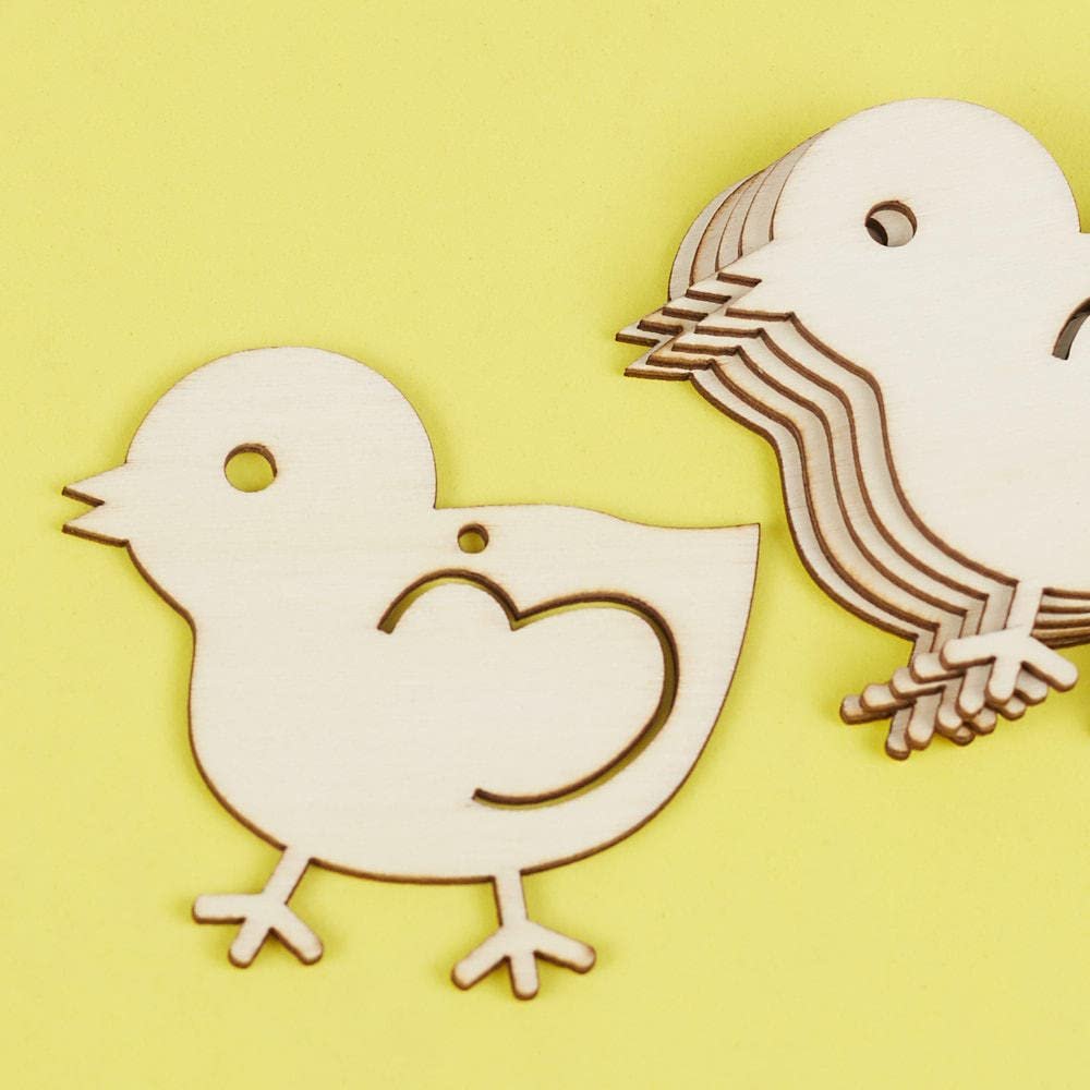 Unfinished Wood Chick Cutouts Set of 24 by Factory Direct Craft - Blank Wooden Chick Shapes for Easter and Spring DIY Crafts and Favors (3 inches high)