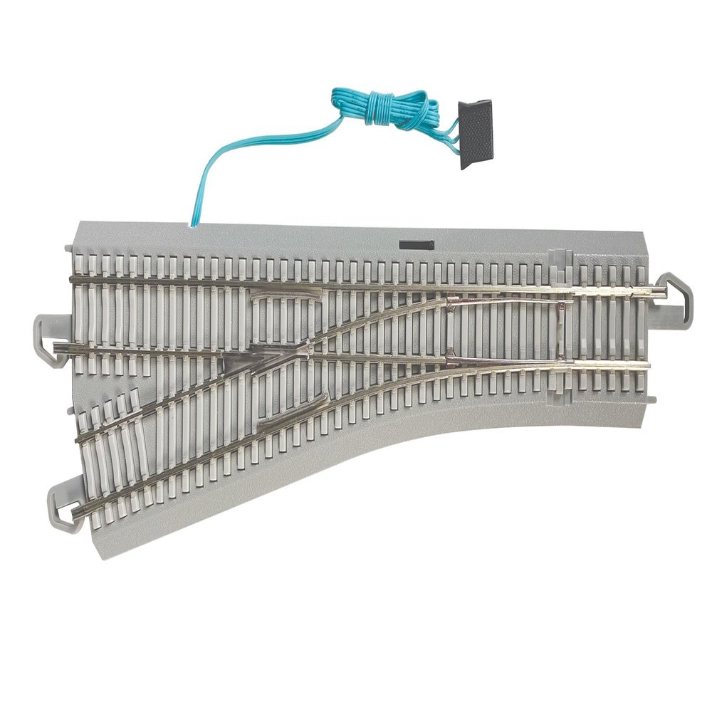 Bachmann Trains - E-Z Track Nickel Silver Track with Concrete Ties ON Gray Roadbed - #4 Turnout - Left (1/Card) - HO Scale