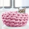 Yarn for Crocheting 500g/Pack Coarse Woolen Yarn Filled with Hollow Fibre Natural Cotton Chunky Knitting Wool for Hand Knitted Rug Pet Nest Toy Mat Crochet Kit (Color : Light Green) view 4