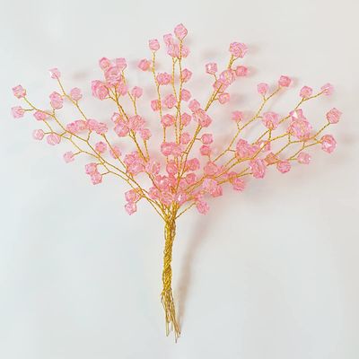 SWEXURY 16 Stems Artificial Flowers Bouquet Crystal Acrylic Beaded Flower Branches Handmade Fake Baby Breath DIY Crafts Floral Arrangement for Wedding Home Office Decor(Pink)