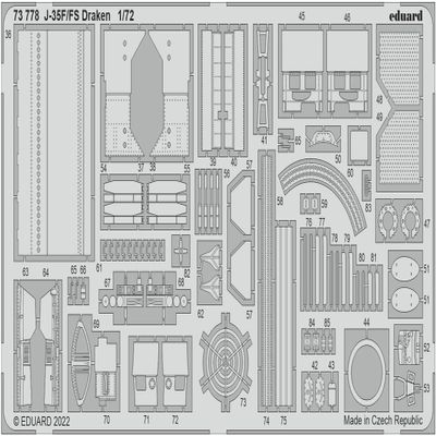 Eduard Accessories EDP73778 Eduard Photoetch 1:72 - Draken J-35F/FS (Hasegawa/Hobby2000) Scale Model Accessories Set
