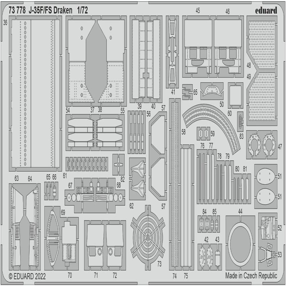 Eduard Accessories EDP73778 Eduard Photoetch 1:72 - Draken J-35F/FS (Hasegawa/Hobby2000) Scale Model Accessories Set