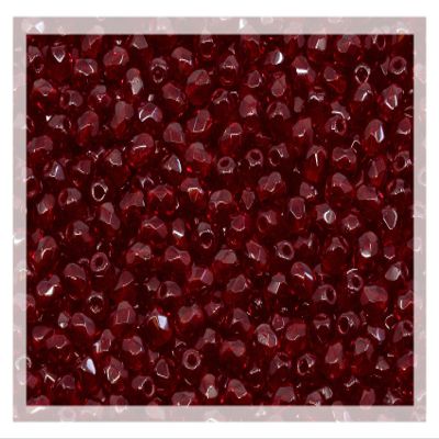 0.88 oz (25g, Approx. 600pcs) Faceted Fire Polished Pressed Czech Glass Beads 3mm (0.12in), Bohemian Dark Ruby Red - 90100