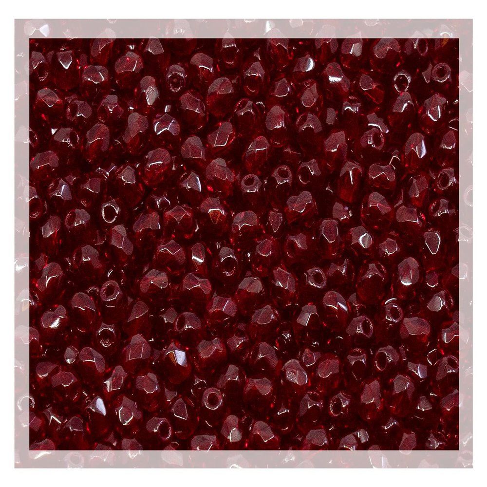 0.88 oz (25g, Approx. 600pcs) Faceted Fire Polished Pressed Czech Glass Beads 3mm (0.12in), Bohemian Dark Ruby Red - 90100