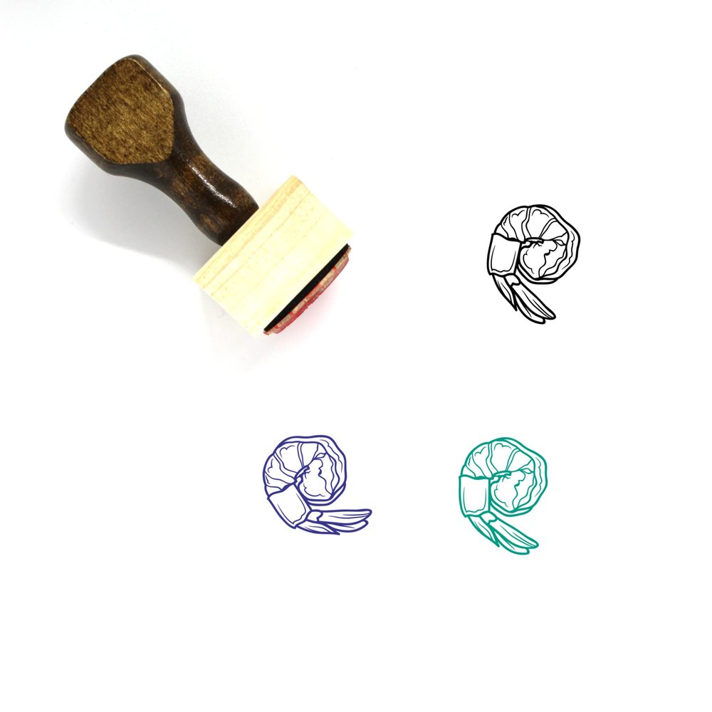 Shrimp Wooden Rubber Stamp No. 43 (1" x 1")