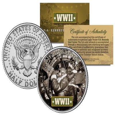World War II B-17 Flying Fortress - Boeing Gunners U.S. JFK Kennedy Half Dollar Coin
