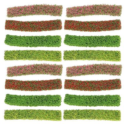 Hosfairy 16 Pcs Aritificial Plants Static Shrub Miniature Shrub Strips DIY Materials Grass Fence for DIY Architecture Building Model Railway Train Diorama Garden Scenery Landscape