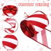 2 Rolls 2.5 Inch x 6 Yards Christmas Red and White Ribbon Christmas Candy Cane Wired Edge Ribbons DIY Craft for Xmas Tree Decorations Wreath Bows Making Gift Wrapping(Diagonal Stripes) view 3