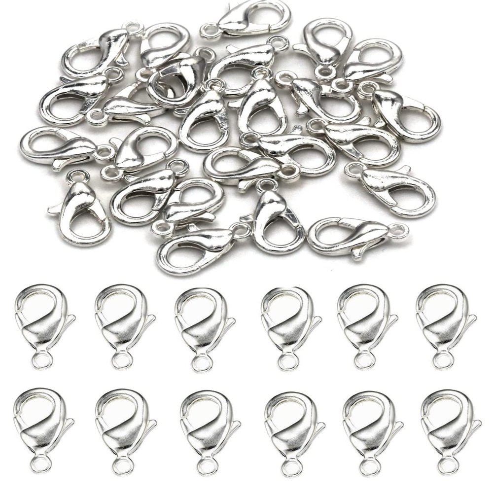 MSCFTFB 300 Pieces Mini Lobster Clasps Metal Lobster Claw Clips Fastener Hooks for Bracelet Necklace Choker Jewelry Making Findings DIY Keychain Bag Phone Dangle Charms (6x12mm,Rhodium)