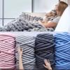 Yarn for Crocheting 500g Super Thick Chunky Yarn Cotton Tube Yarn Wool Alternative DIY Bulky Arm Knitting Blanket Hand Knitting Spin Yarn Crochet Kit (Color : Light Green) view 2