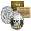World War II D-Day Normandy Landings JFK Half Dollar U.S. Coin with Fact Trading Card view 1