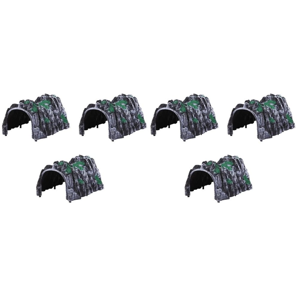 Simulation Train Tunnel Cave Model, 6Pcs Plastic Rock Mountain Scenery Accessories Compatible with Wooden Track Railway Kids Toy Diorama Layout