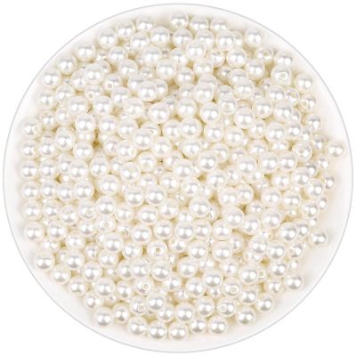 Anezus Ivory Faux Fake Pearls, 8 MM Sew on Pearl Beads with Holes for Jewelry Making, Bracelets, Necklaces, Hairs, Crafts, Decoration and Vase Filler, 800pcs