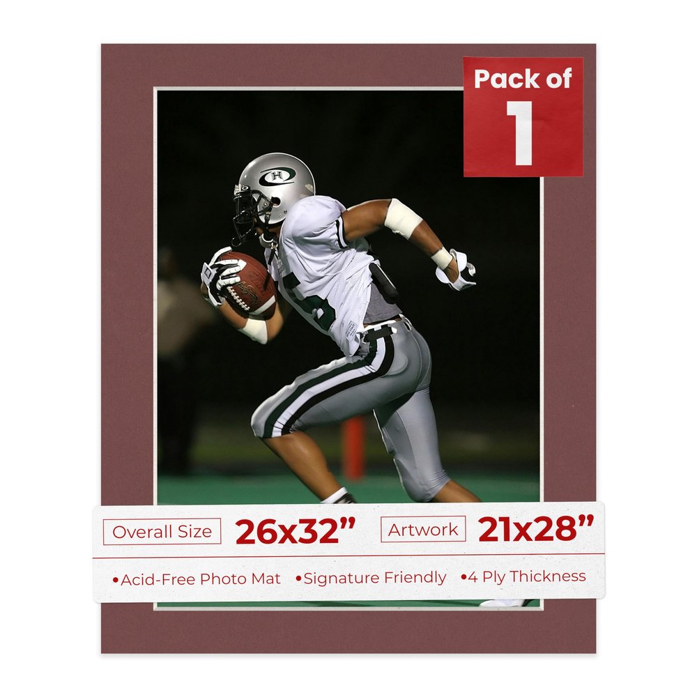 Poster Palooza 26x32 Mat Bevel Cut for 21x28 Photos - Acid Free Maroon Red Precut Matboard - For Pictures, Photos, Framing - 4-ply Thickness