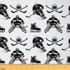 Erosebridal Ice Hockey Fabric By The Yard, Ice Hockey Player Upholstery Fabric for Chairs, Winter Sports Game Decorative Fabric for Outdoor Upholstery and Home DIY Projects, 1 Yard, Black White view 1