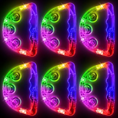 Aywewii LED Tambourines 6 Pack - Glow in The Dark Party Supplies, Light Up Toys Musical Instruments for Kids & Adults, Autism Sensory Toys, Birthday Gifts for Boys & Girls