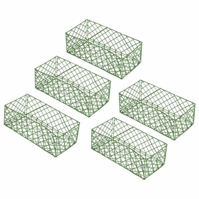 MECCANIXITY Rectangular Floral Foam Cage Plant Holder for Flower Arrangement Centerpiece Decorating, Green Pack of 5