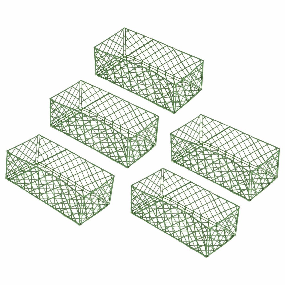 MECCANIXITY Rectangular Floral Foam Cage Plant Holder for Flower Arrangement Centerpiece Decorating, Green Pack of 5