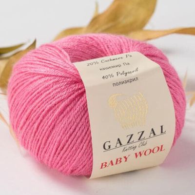 3 Pack (Skein) Gazzal Baby Wool Fine Baby Soft & Smooth Yarn, 40% Lana Merino, 20% Cashmere Type Polyamide, Each 1.76 Oz (50g) / 191 Yrds (175m) (3 Pack, Pink - 831)
