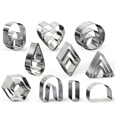 DIYOOHOMY 24 Pcs Polymer Clay Cutters Metal Making Clay Earring Jewelry Kit Molds Shape Tool Set Geometrical Flower Press Supplies