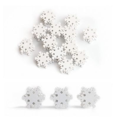 BGHK 50 Pcs Snowflake Wooden Beads Snowflakes Wood Beads Natural Rustic Farmhouse Round Spacer Beads Loose Beads for DIY Crafts Winter Christmas Handmade Home Decoration