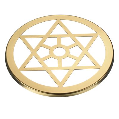 PATIKIL 3.9 Inch Flower Frog Lid, Metal Round Floral Vase Insert Arranger Six-Pointed Star Pattern for Arrangement Plant Fixation, Gold Tone
