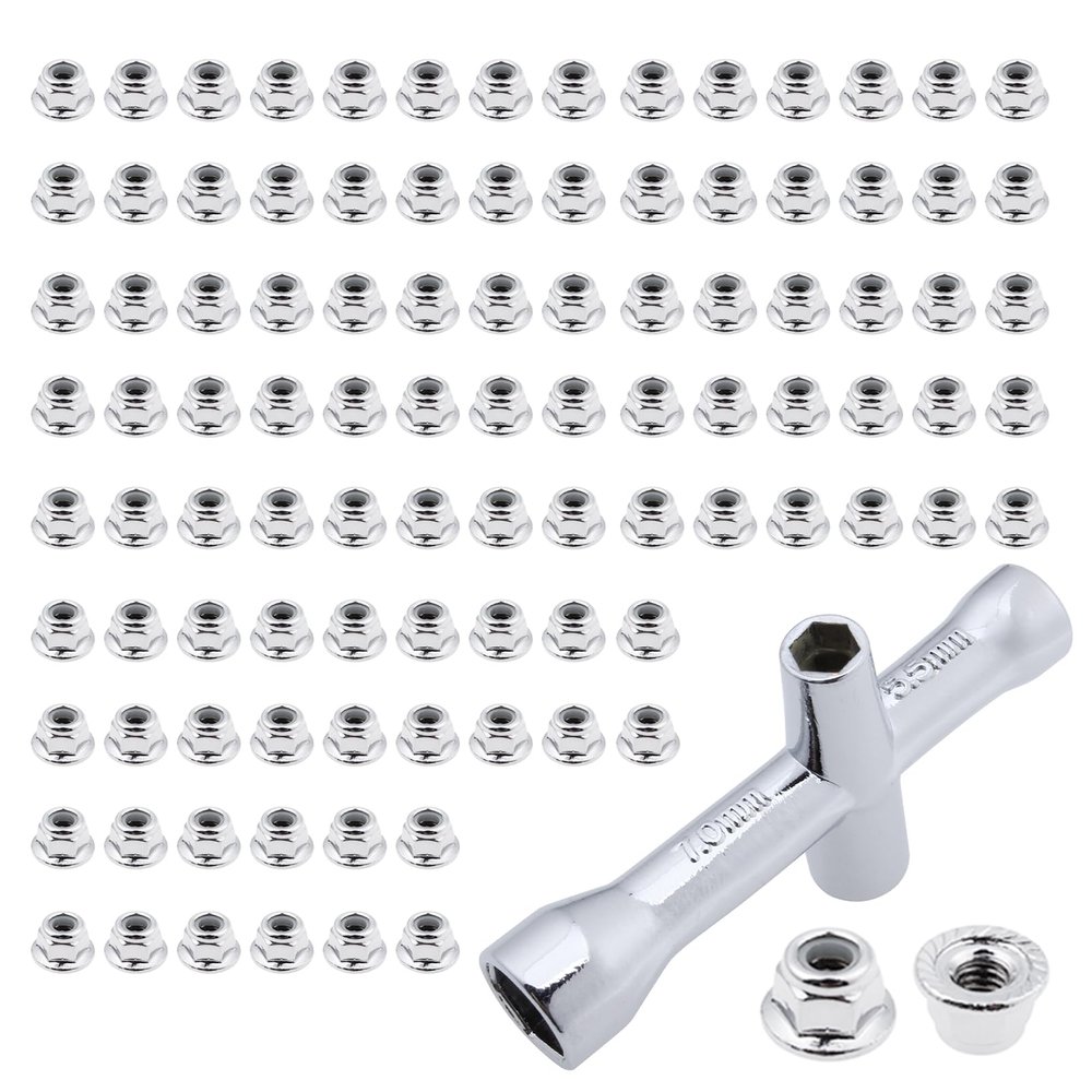 GoHobby 100PCS M4 Lock Nuts & Cross Wrench Hardware Tool Kit for Traxxas Axial Arrma Tamiya Redcat 1/10 RC Monster Truck Crawler Buggy Drift On-Road Car