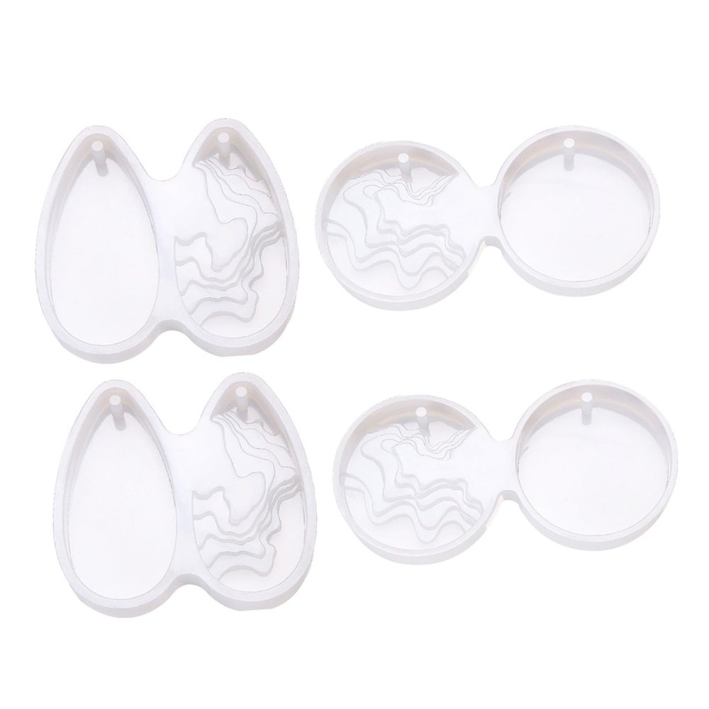4pcs Silicone Jewelry Pendant Molds for Crafts Creative Casting Molds Hanging for Earrings and Charms Making