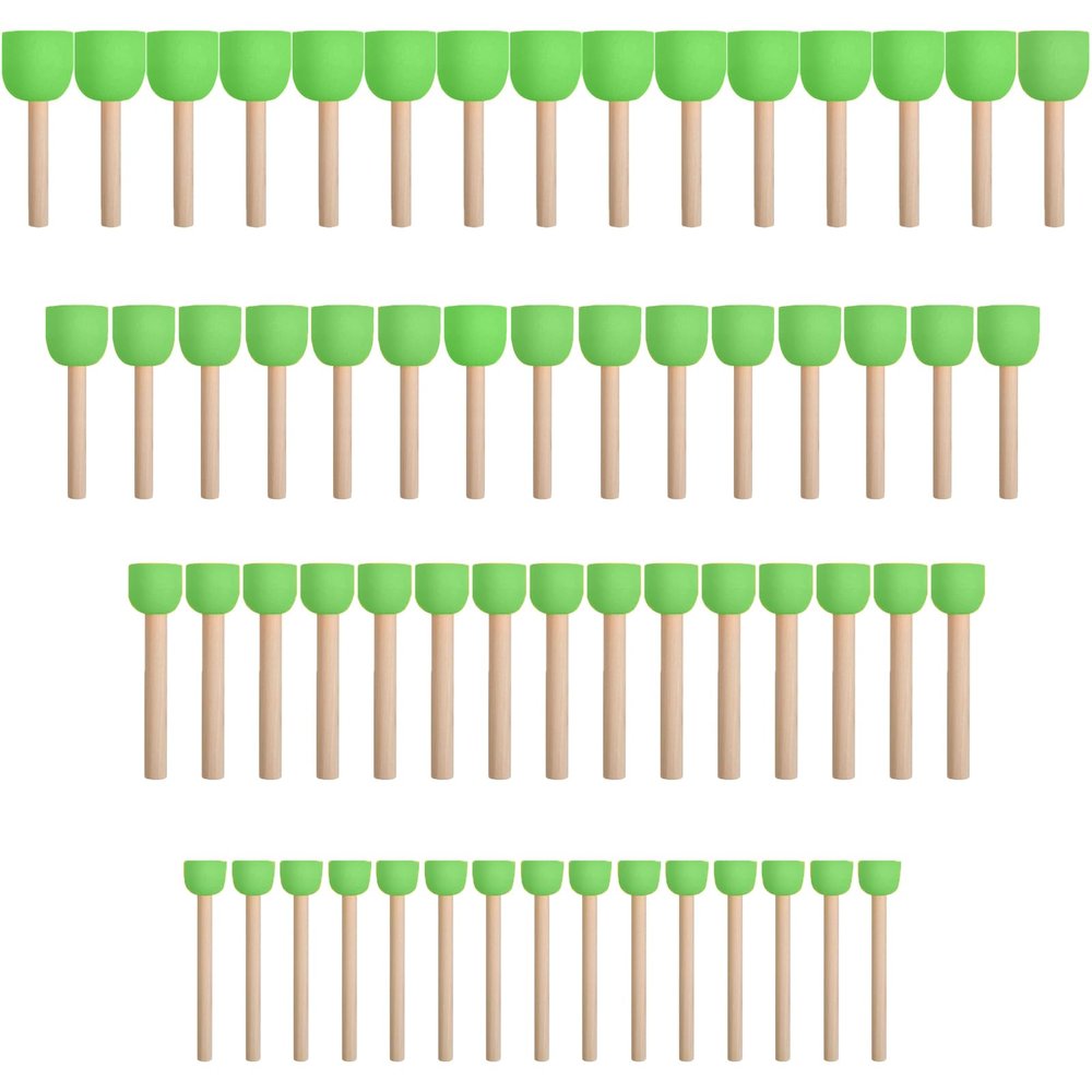 WAFJAMF 60 Pcs Assorted Size Round Sponges Brush Set, 4 Size DIY Paint Tools for Kids Green