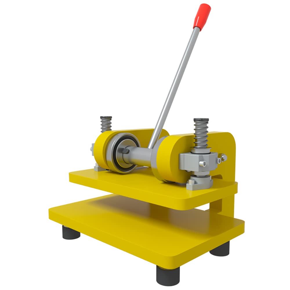 LeTkingok Manual Die Cutting Machine- Sampling Small Press Thickness 0-12MM Fabric Leather Punching Machine Sampler Large Size 260x140MM (Yellow)