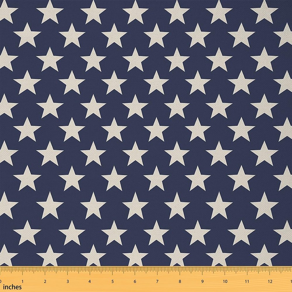 Feelyou Star American Flag Upholstery, Independence Themed Decorative Fabric, DIY Indoor/Outdoor, 3 Yards, Navy Blue