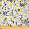 Feelyou Floral Outdoor Fabric by The Yard, Daisy Flowers Bees Upholstery Fabric for Chairs, Spring Garden Sunflower Botanical Decorative Fabric for Home DIY Projects, 10 Yards, Yellow White view 1