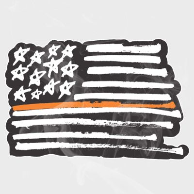 Thin Orange Line Flag Drawing White Nontransparent Static Decal 24"