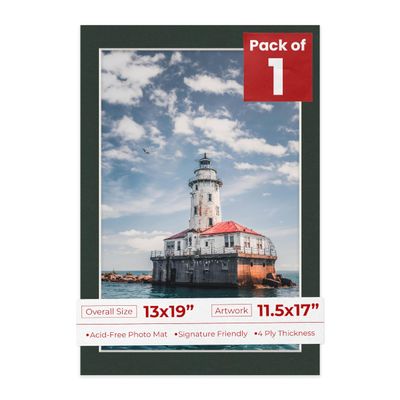 Poster Palooza 13x19 Mat Bevel Cut for 11.5x17 Photos - Acid Free Black Precut Matboard - for Pictures, Photos, Framing - 4-ply Thickness