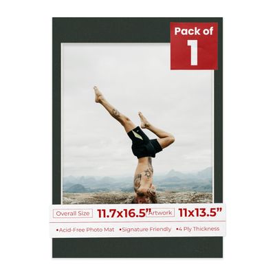 Poster Palooza 11.7x16.5 Mat Bevel Cut for 11x13.5 Photos - Acid Free Textured Black Precut Matboard - For Pictures, Photos, Framing - 4-ply Thickness