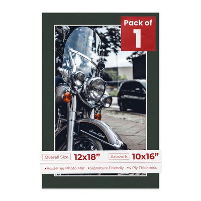 Poster Palooza 12x18 Mat Bevel Cut for 10x16 Photos - Acid Free Black Precut Matboard - For Pictures, Photos, Framing - 4-ply Thickness