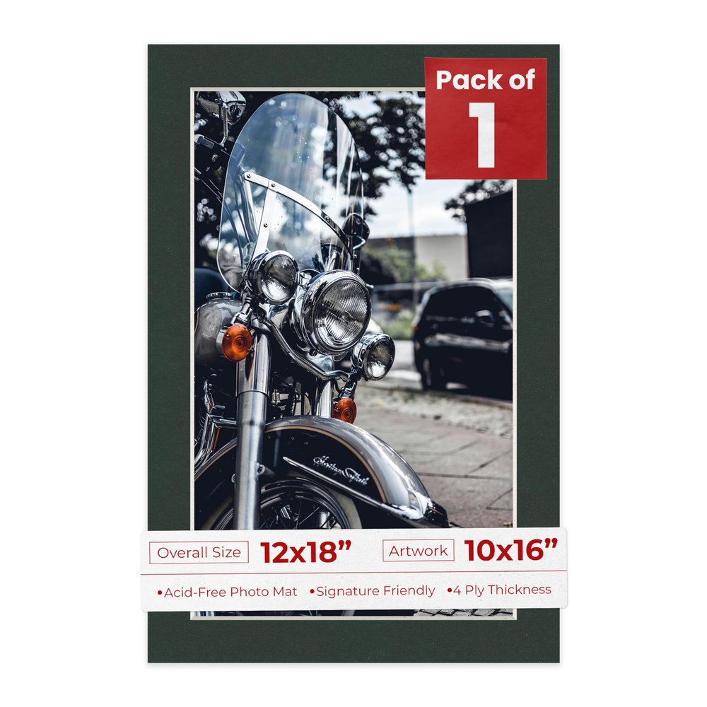 Poster Palooza 12x18 Mat Bevel Cut for 10x16 Photos - Acid Free Black Precut Matboard - For Pictures, Photos, Framing - 4-ply Thickness