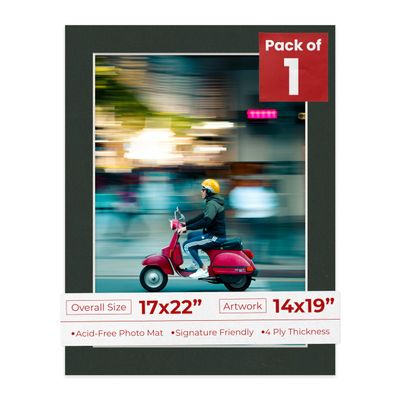 Poster Palooza 17x22 Mat Bevel Cut for 14x19 Photos - Acid Free Textured Black Precut Matboard - For Pictures, Photos, Framing - 4-ply Thickness