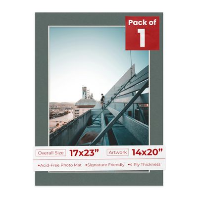 Poster Palooza 17x23 Mat Bevel Cut for 14x20 Photos - Acid Free Charcoal Grey Precut Matboard - For Pictures, Photos, Framing - 4-ply Thickness