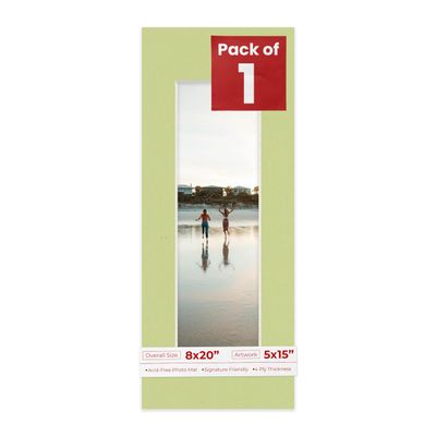 Poster Palooza 8x20 Mat Bevel Cut for 5x15 Photos - Acid Free Pistachio Green Precut Matboard - For Pictures, Photos, Framing - 4-ply Thickness