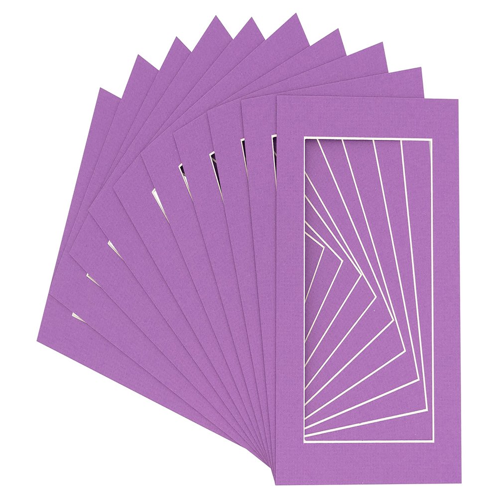 Poster Palooza Pack of 25 Acid Free 10x13 Mats Bevel Cut for 8x10 Photos - Dark Purple Precut Matboards With Backing Boards and Clear Photo Mat Bags For Pictures, Photos, Framing - 4-ply Thickness